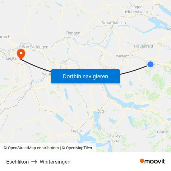 Eschlikon to Wintersingen map
