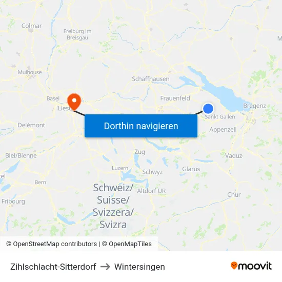 Zihlschlacht-Sitterdorf to Wintersingen map