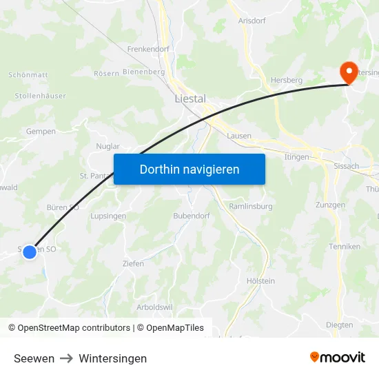 Seewen to Wintersingen map