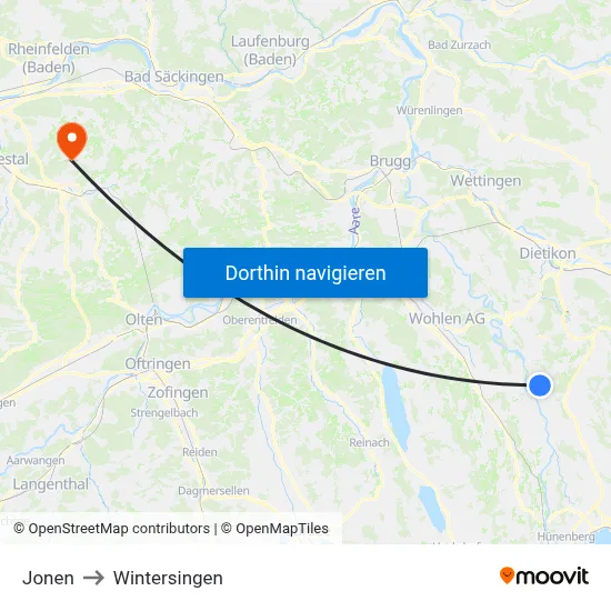 Jonen to Wintersingen map