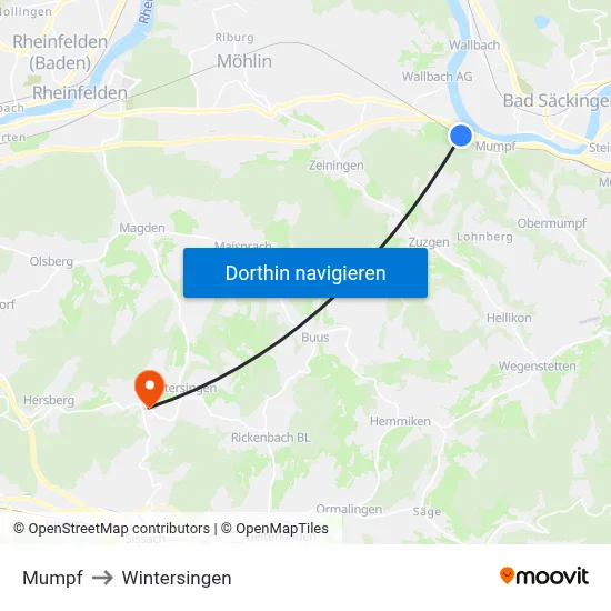 Mumpf to Wintersingen map
