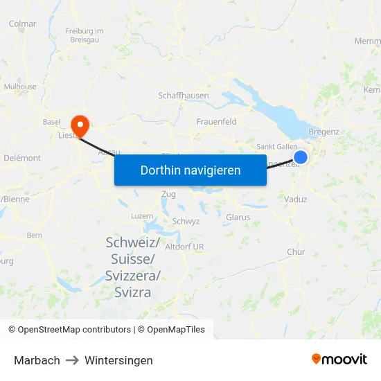 Marbach to Wintersingen map