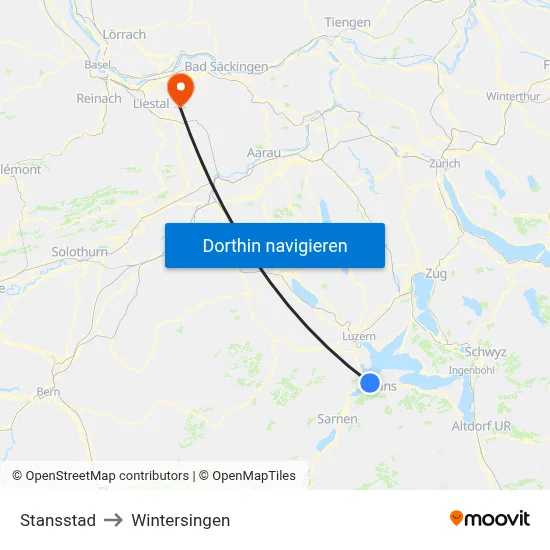 Stansstad to Wintersingen map