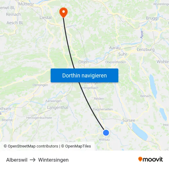 Alberswil to Wintersingen map