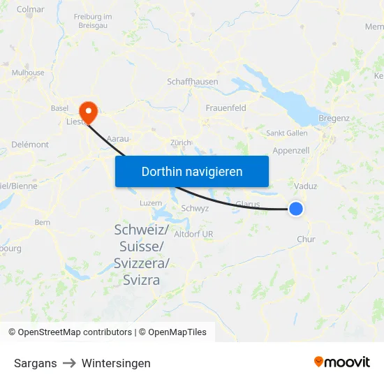 Sargans to Wintersingen map