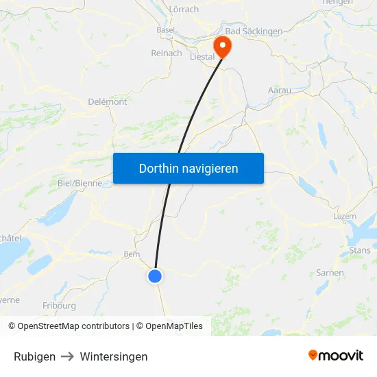 Rubigen to Wintersingen map