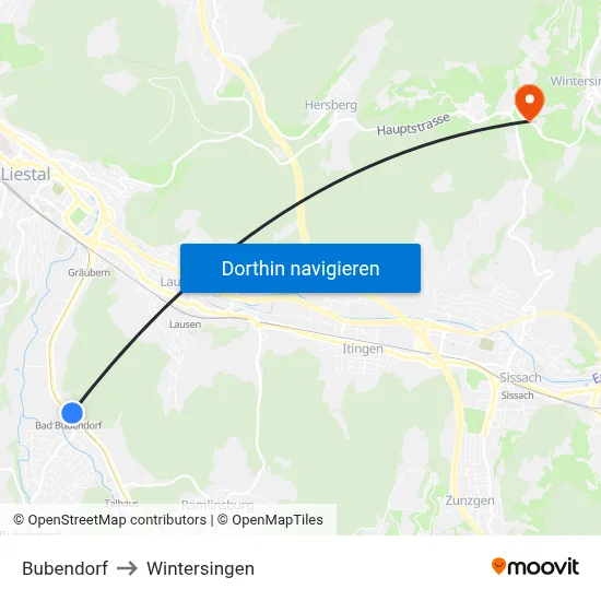 Bubendorf to Wintersingen map