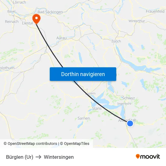Bürglen (Ur) to Wintersingen map