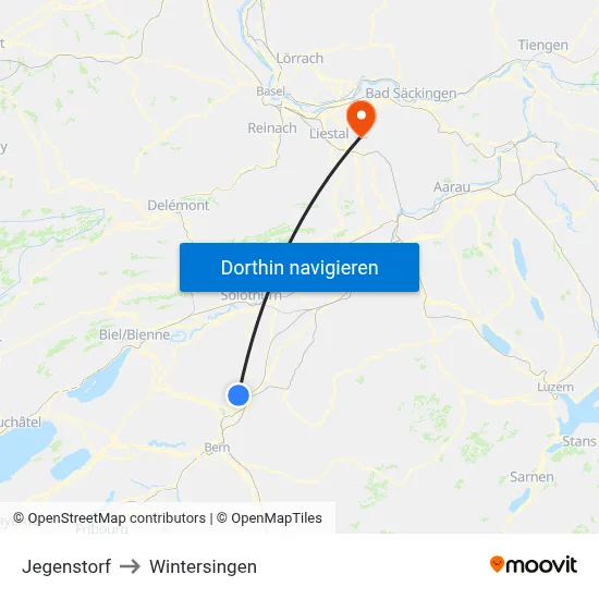 Jegenstorf to Wintersingen map