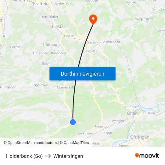 Holderbank (So) to Wintersingen map