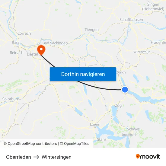Oberrieden to Wintersingen map