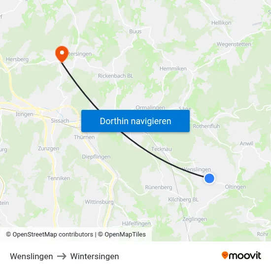 Wenslingen to Wintersingen map