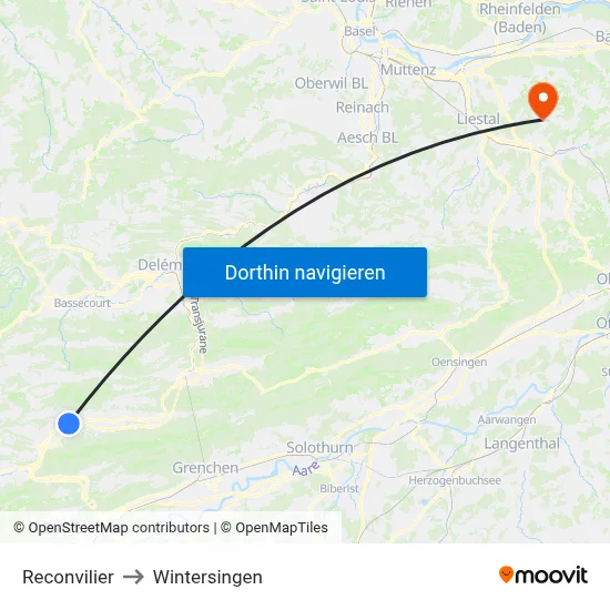 Reconvilier to Wintersingen map