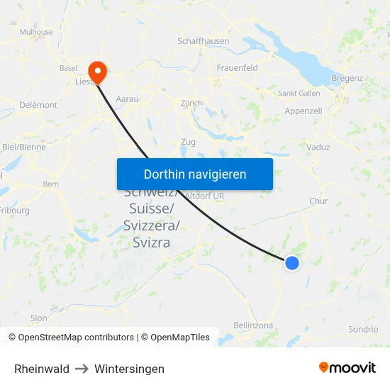 Rheinwald to Wintersingen map