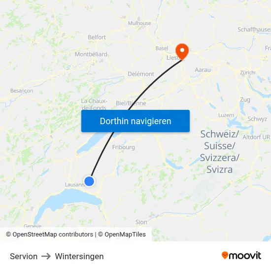 Servion to Wintersingen map
