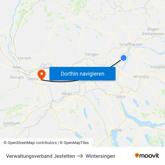 Verwaltungsverband Jestetten to Wintersingen map