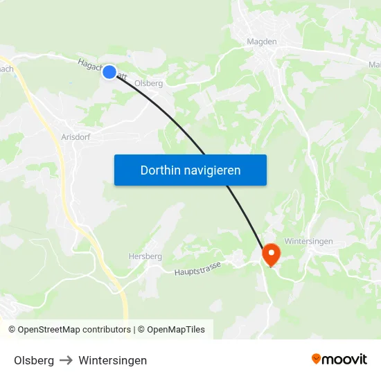 Olsberg to Wintersingen map