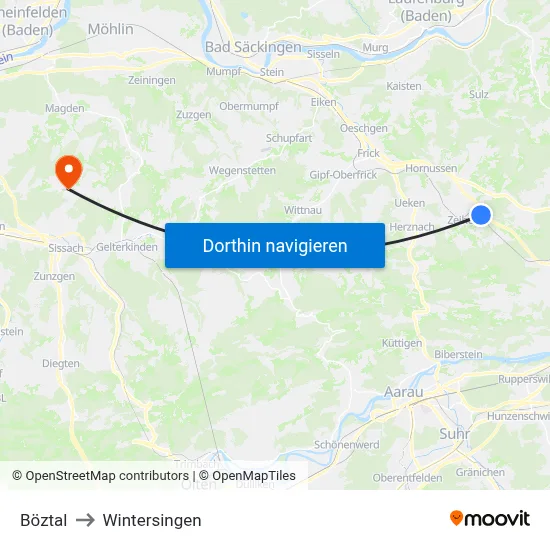Böztal to Wintersingen map