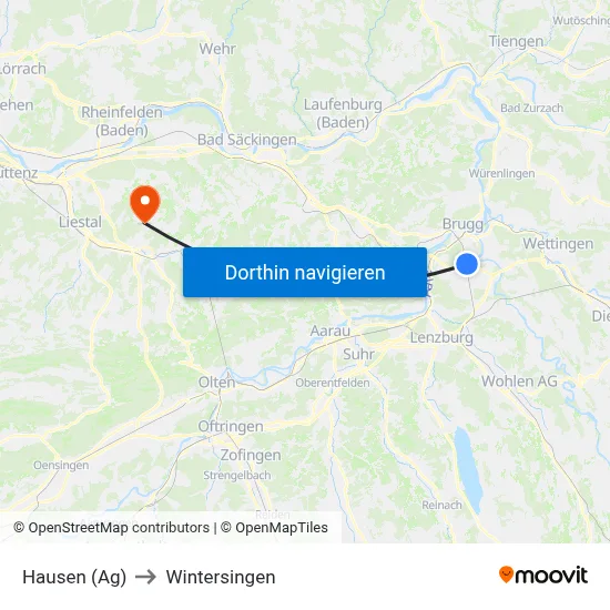 Hausen (Ag) to Wintersingen map