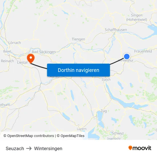 Seuzach to Wintersingen map