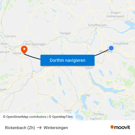 Rickenbach (Zh) to Wintersingen map