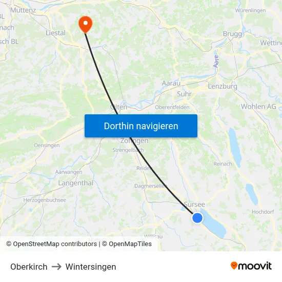 Oberkirch to Wintersingen map
