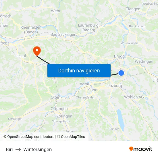 Birr to Wintersingen map