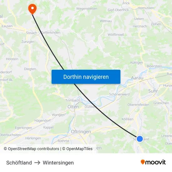 Schöftland to Wintersingen map