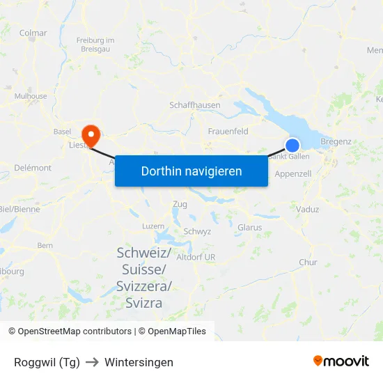 Roggwil (Tg) to Wintersingen map