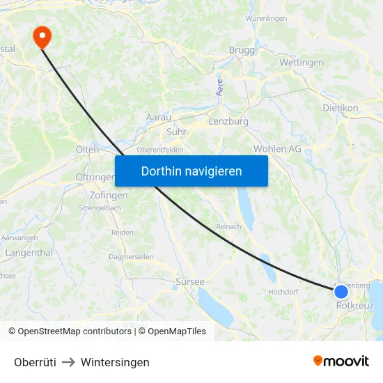 Oberrüti to Wintersingen map