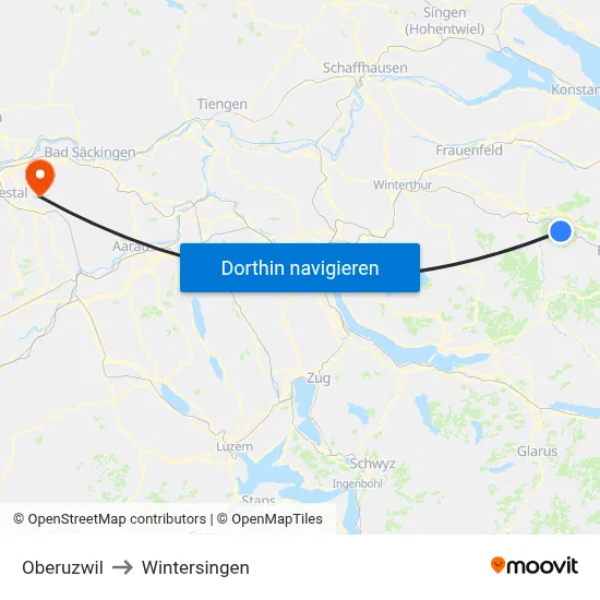 Oberuzwil to Wintersingen map