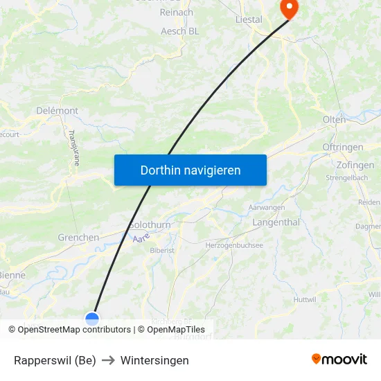 Rapperswil (Be) to Wintersingen map