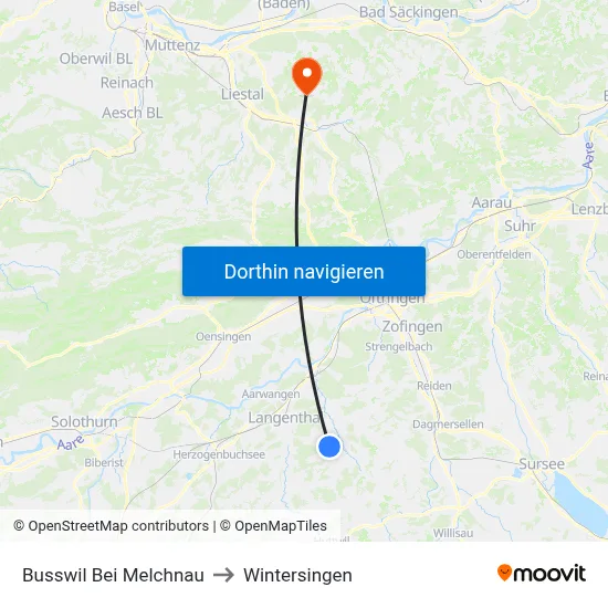 Busswil Bei Melchnau to Wintersingen map