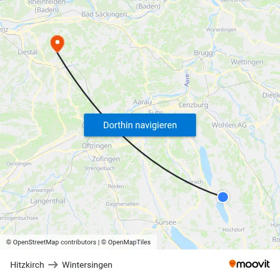 Hitzkirch to Wintersingen map