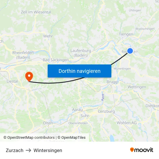 Zurzach to Wintersingen map