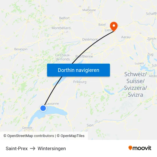 Saint-Prex to Wintersingen map