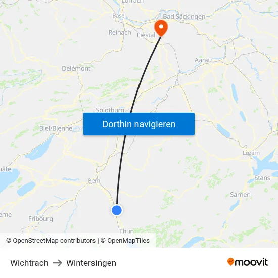 Wichtrach to Wintersingen map