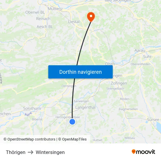Thörigen to Wintersingen map