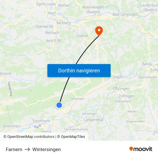 Farnern to Wintersingen map