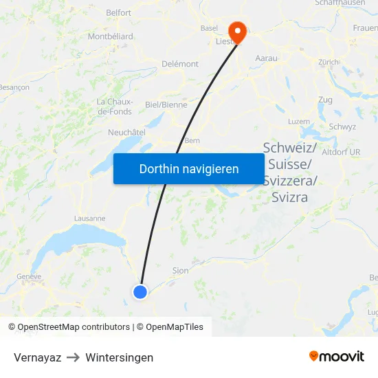 Vernayaz to Wintersingen map