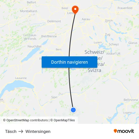 Täsch to Wintersingen map