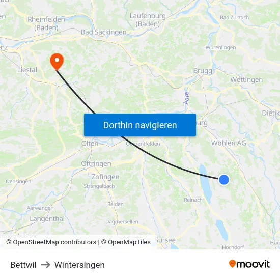 Bettwil to Wintersingen map