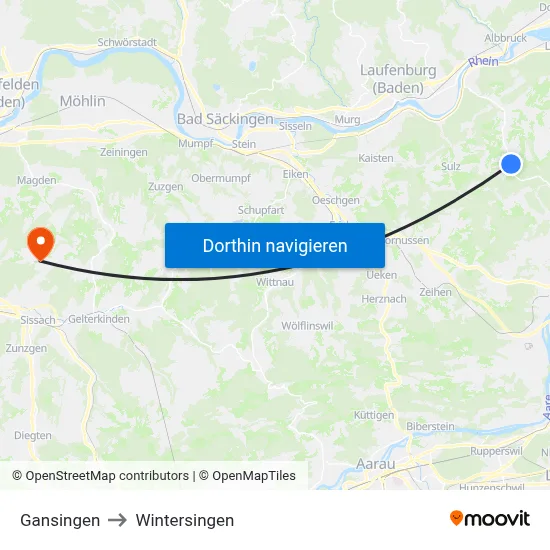 Gansingen to Wintersingen map