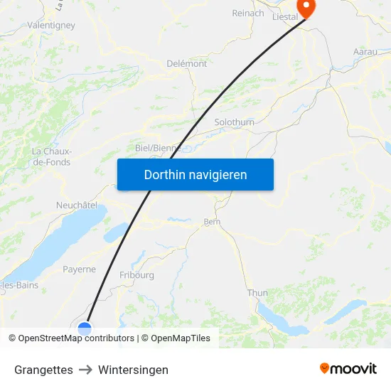 Grangettes to Wintersingen map