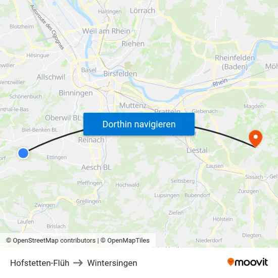 Hofstetten-Flüh to Wintersingen map