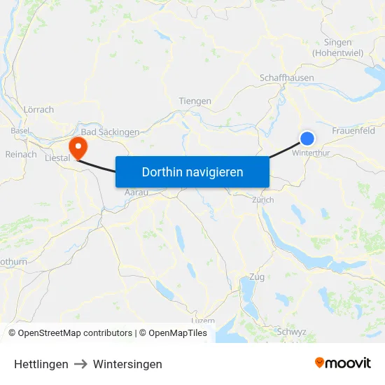 Hettlingen to Wintersingen map