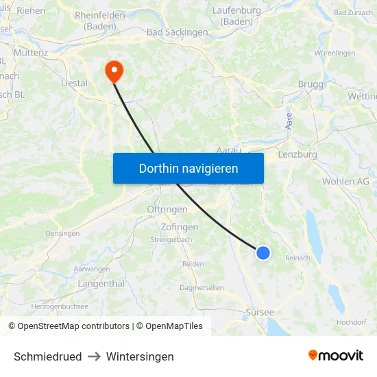 Schmiedrued to Wintersingen map