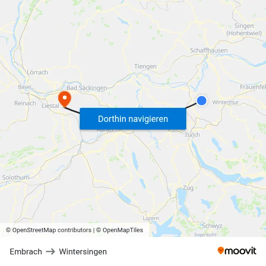 Embrach to Wintersingen map