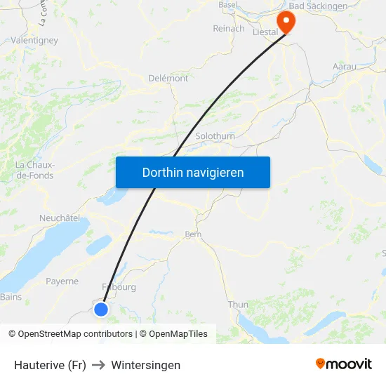 Hauterive (Fr) to Wintersingen map