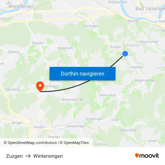 Zuzgen to Wintersingen map